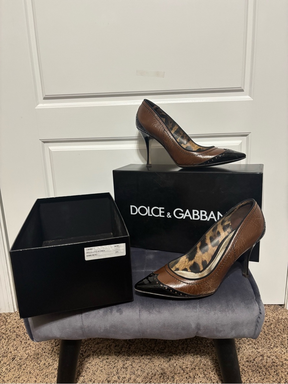 Vintage 2011 Dolce & Gabbana Brown Leather Pumps IT 37.5
